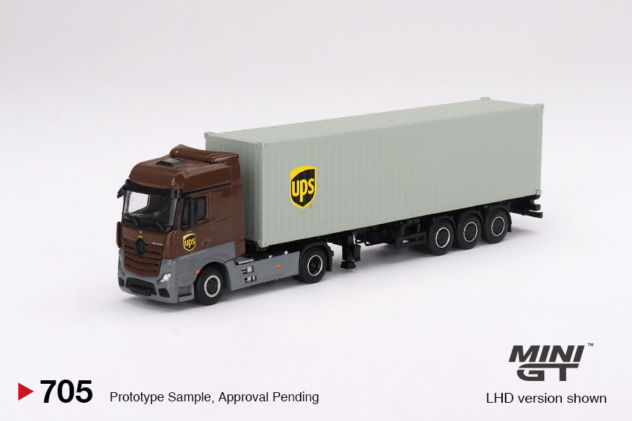 Mini GT 1/64 Mercedes-Benz Actros w/ 40 Ft Container ” UPS Europe