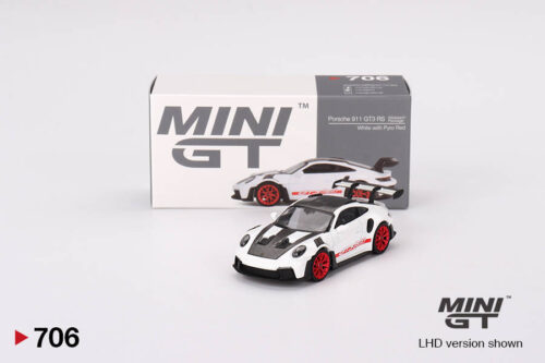 Mini GT 1/64 Porsche 911 (992) GT3 RS Weissach Package White with Pyro Red MGT00706