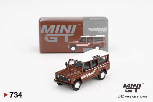 Mini GT Land Rover Defender 110 1985 County Station Wagon Russet Brown