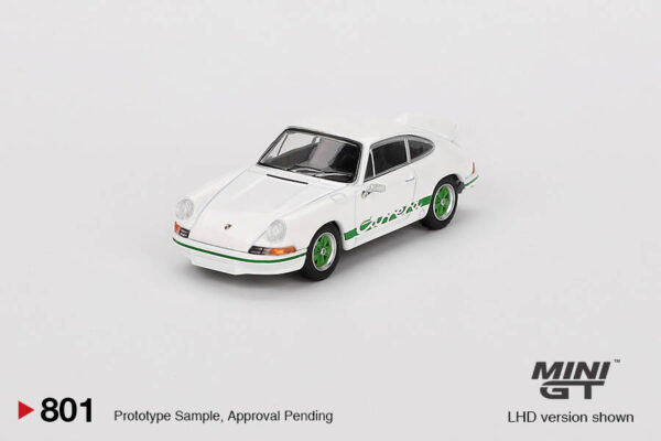 Mini GT 1/64 Porsche 911 Carrera RS 2.7 Grand Prix White with Green Livery MGT00801