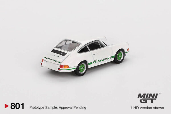 Mini GT 1/64 Porsche 911 Carrera RS 2.7 Grand Prix White with Green Livery MGT00801