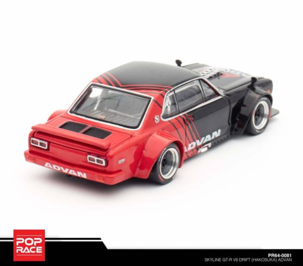 Pop Race 1/64 Skyline GT-R V8 Drift (Hakosuka) Advan PR64-0081
