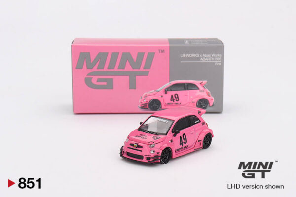 851.3 Mini GT 1/64 ABARTH 595 LB-WORKS x Abas Works Pink MGT00851