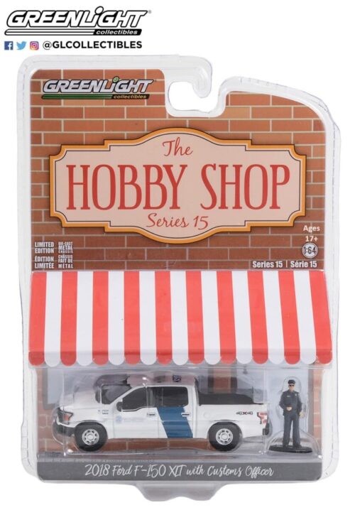 Greenlight 97150-F The Hobby Shop Series 15-2018 F-150 XLT - U.S. Customs and Border Protection with Customs Officer 1/64