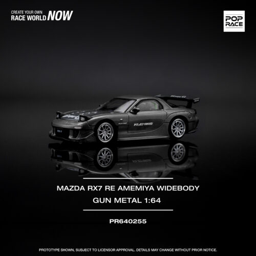 Pop Race 1/64  Mazda Rx-7 RE Amemiya Widebody Gun Metal PR640255