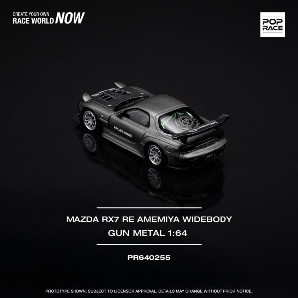 PR640255 13 Pop Race 1/64 Mazda Rx-7 RE Amemiya Widebody Gun Metal PR640255