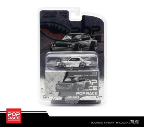 Pop Race 1/64 Skyline GT-R V8 Drift (Hakosuka) Metallic Silver (Blister Paket) Enigma!