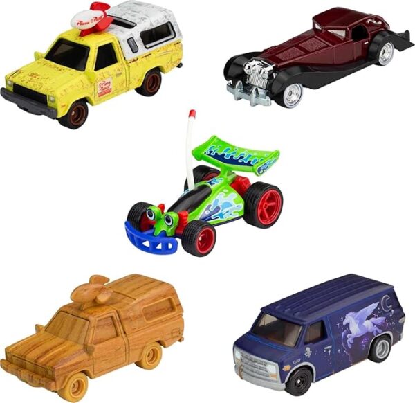Hot Wheels Mattel Disney and Pixar Cars Bundle, Set of 5 Premium 1:64 Scale Toy Vehicles in Collectable 100th Anniversary Box