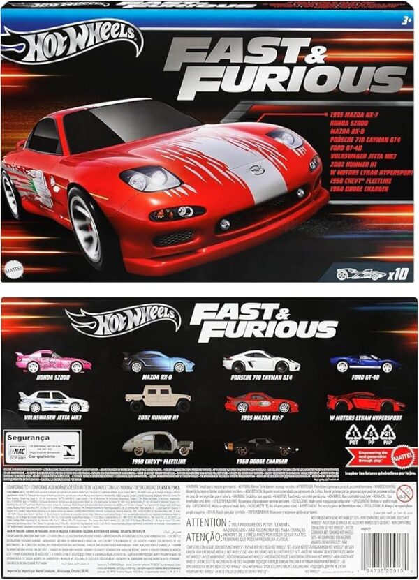 Hot Wheels HVX27 HW Fast & Furious 10'lu Set