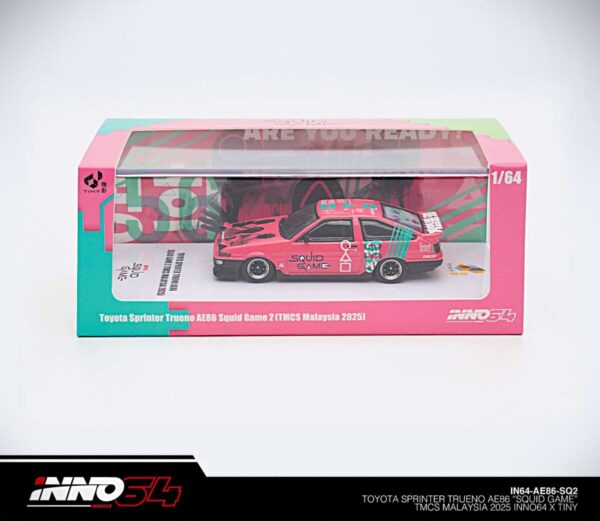 Inno64 Toyota Sprinter Trueno AE86 "Squid Game" TMCS Malaysia 2025 INNO64 X TINY IN64-AE86-SQ2