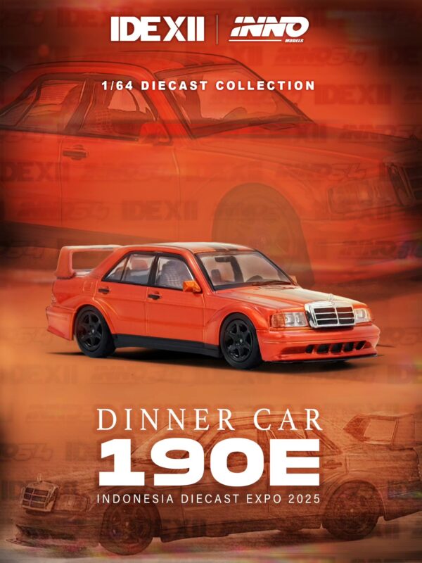 INNO64 Mercedes Benz 190E II Evo Orange Black Dinner Exclusive | 2025 IDE Event