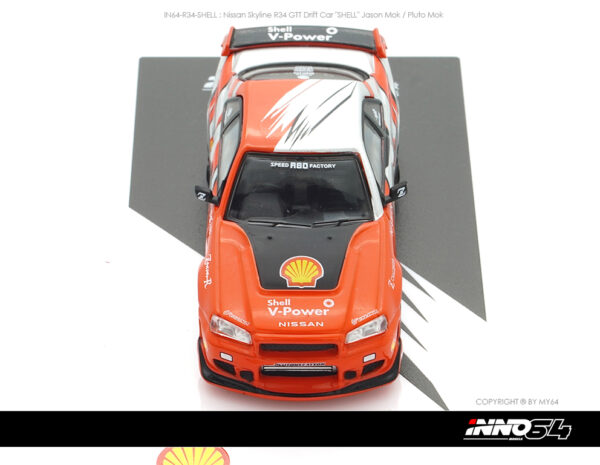 Inno64 IN64-R34-SHELL : Nissan Skyline R34 GTT Drift Car "SHELL" Jason Mok / Pluto Mok