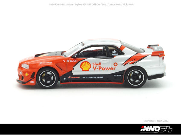 Inno64 IN64-R34-SHELL : Nissan Skyline R34 GTT Drift Car "SHELL" Jason Mok / Pluto Mok