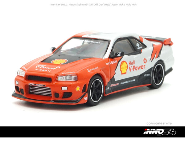 Inno64 IN64-R34-SHELL : Nissan Skyline R34 GTT Drift Car "SHELL" Jason Mok / Pluto Mok