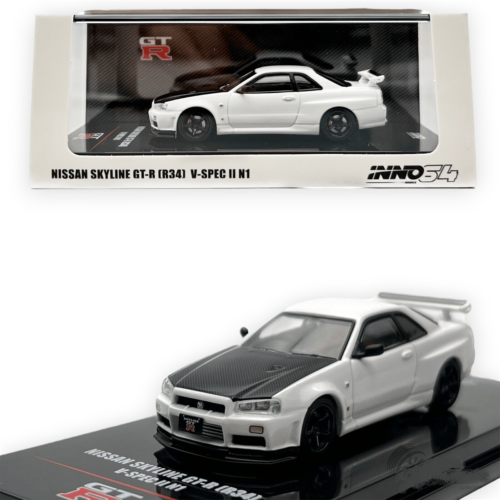 İNNO64 Nissan Skyline GT-R (R34) V-SPEC II N1 White With Carbon Hood
