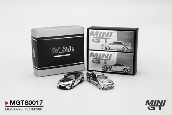 Mini GT Nissan Skyline GT-R (R32) VeilSide Combat C-I Chrome and Nissan Z VeilSide FFZ400 ChromeVeilside Hobby Expo China 2025 Chrome Set MGTS0017
