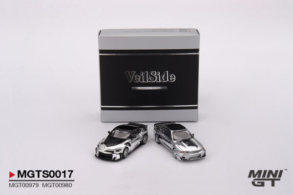 Mini GT Nissan Skyline GT-R (R32) VeilSide Combat C-I Chrome and Nissan Z VeilSide FFZ400 ChromeVeilside Hobby Expo China 2025 Chrome Set MGTS0017