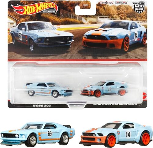 Hot Wheels HKF58 Premium 2-Pack 1969 Ford Mustang BOSS 302 / 2014 Custom Mustang