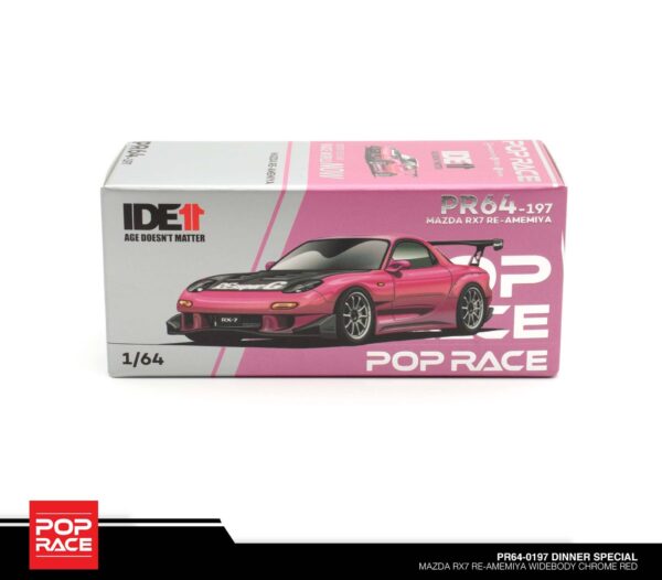 Pop Race Mazda RX7 Re-Amemiya Widebody Chrome Red PR64-0197 DINNER SPECIAL