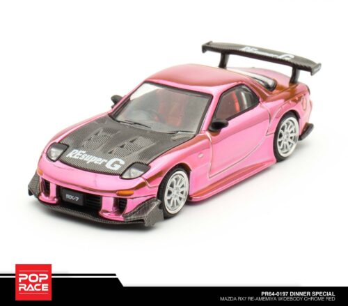 Pop Race Mazda RX7 Re-Amemiya Widebody Chrome Red PR64-0197 DINNER SPECIAL