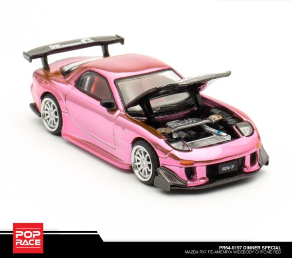 Pop Race Mazda RX7 Re-Amemiya Widebody Chrome Red PR64-0197 DINNER SPECIAL