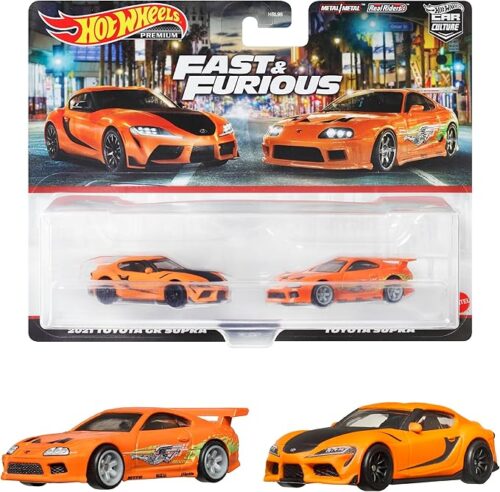 Hot Wheels HKF54 Premium 2-Pack Fast and Furious 2021 Toyota GR Supra/Toyota Supra