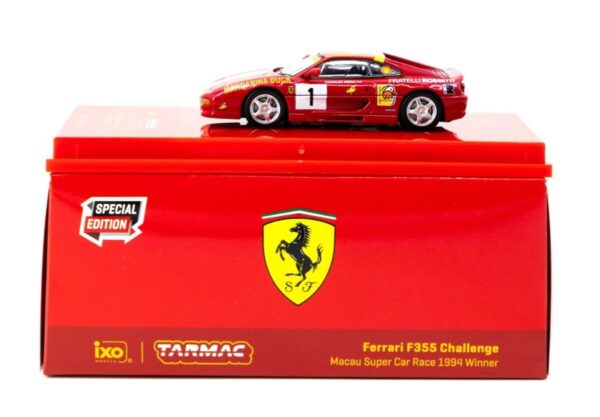 Tarmac Works 1:64 Ferrari F355 Challenge Macau Super Car Race 1994 Winner, Charles Kwan Special Edition – Hobby64