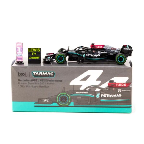 Tarmac Works 1:64 Mercedes-AMG F1 W12 E Performance Russian Ganador del Gran Premio 2021 Victoria #100 – Lewis Hamilton